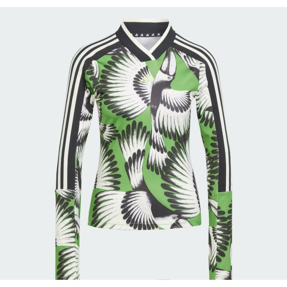 Adidas x Farm Rio tropical prints slim fit vibrant shirt with a jersey design